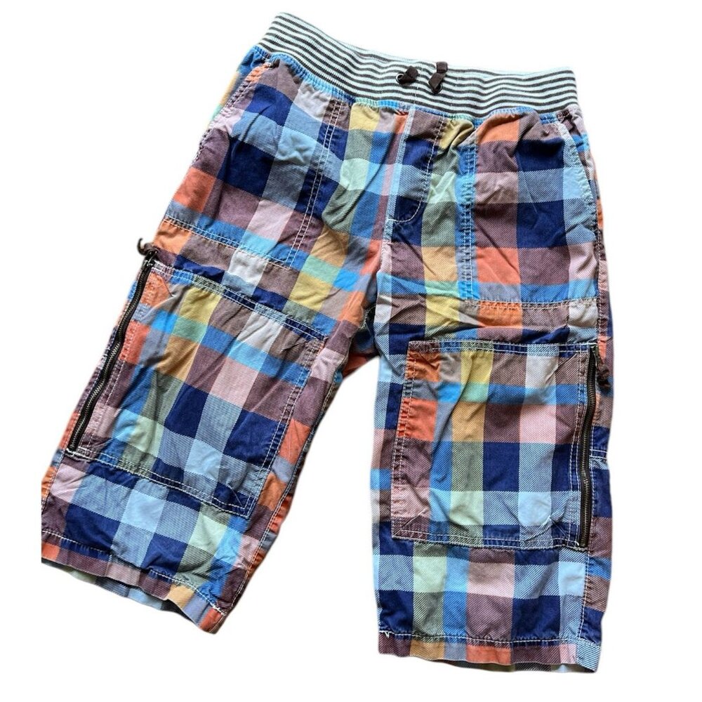Mini Boden Plaid Techno Shorts 11